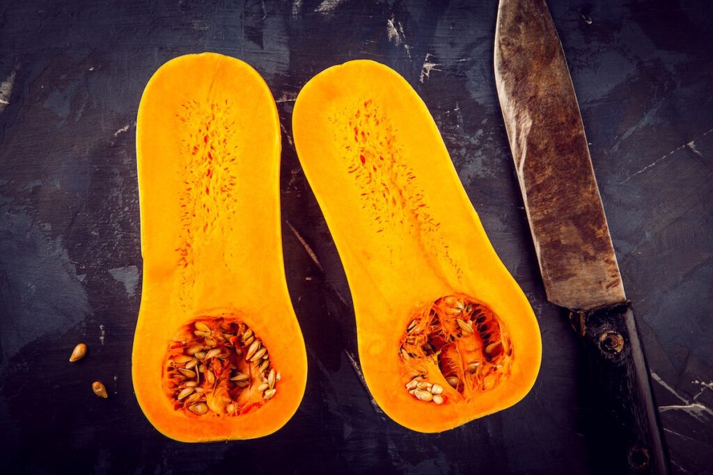 butternut squash with seeds