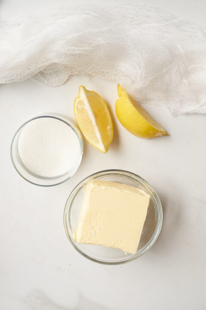 Ingredients for homemade lemon butter